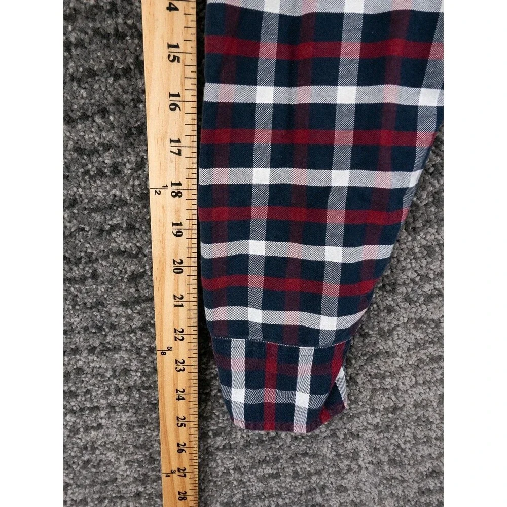 J Crew Shirt Mens Medium Red White Blue Plaid Flex Oxford Long Sleeve Preppy